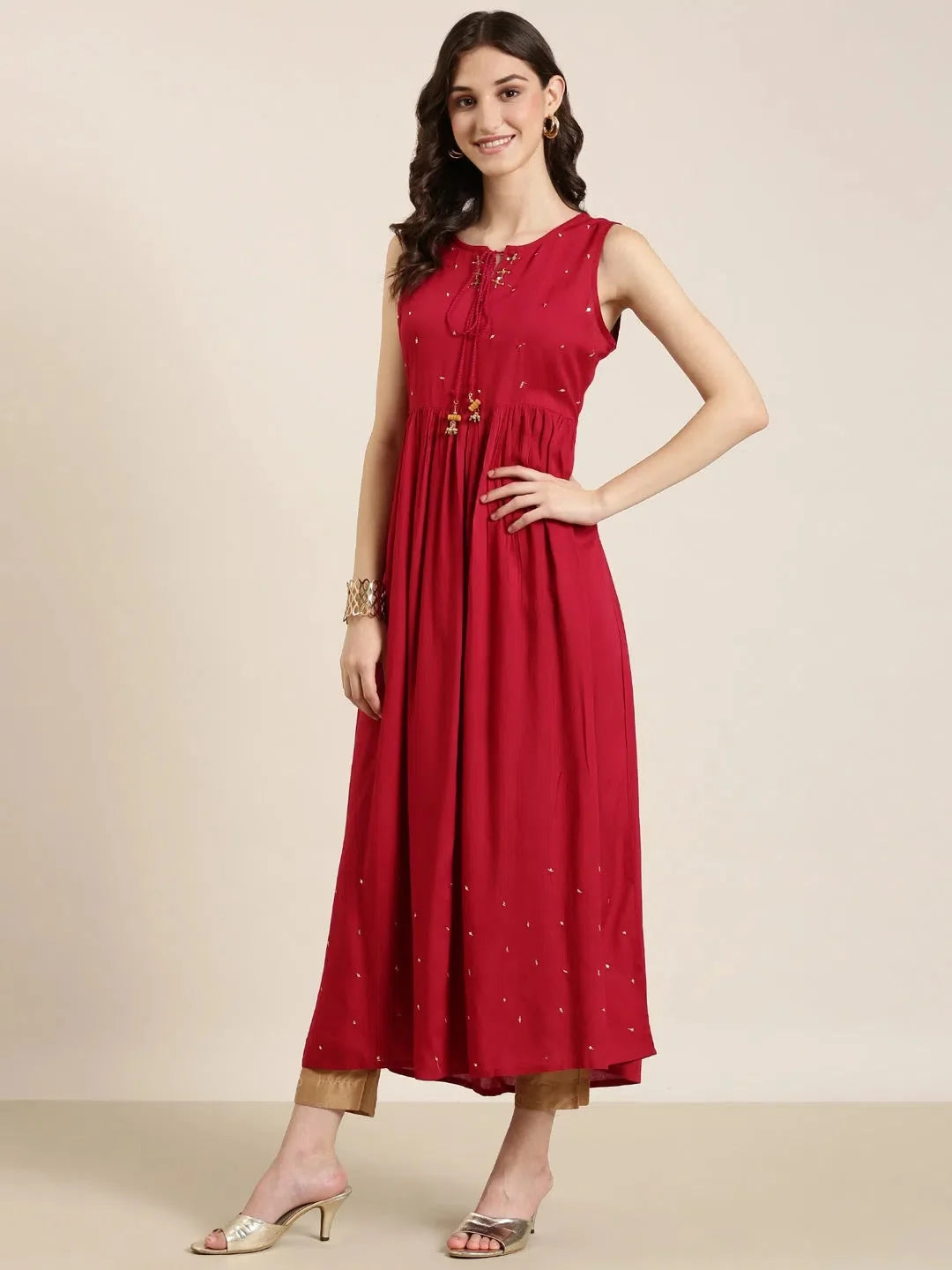 Fuchsia Floral Anarkali Kurti | Women's Anarkali Suit