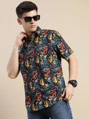 Men Multi Graphics Casual Shirt-GALLERLA-1736-Multi