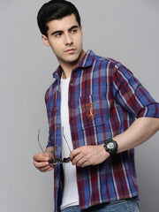 Men Blue Checked Casual Shirt-RUGGEDCHECKS-4166-Blue
