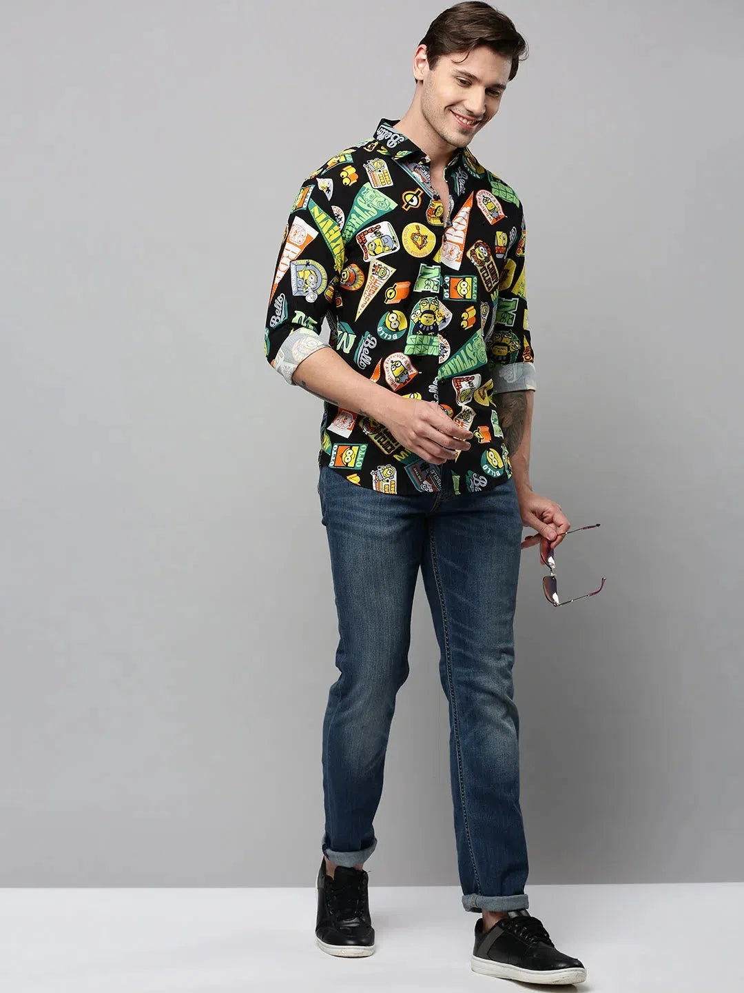DesiQlo Black Printed Mens Shirt - Trendy Casual Cotton Shirt