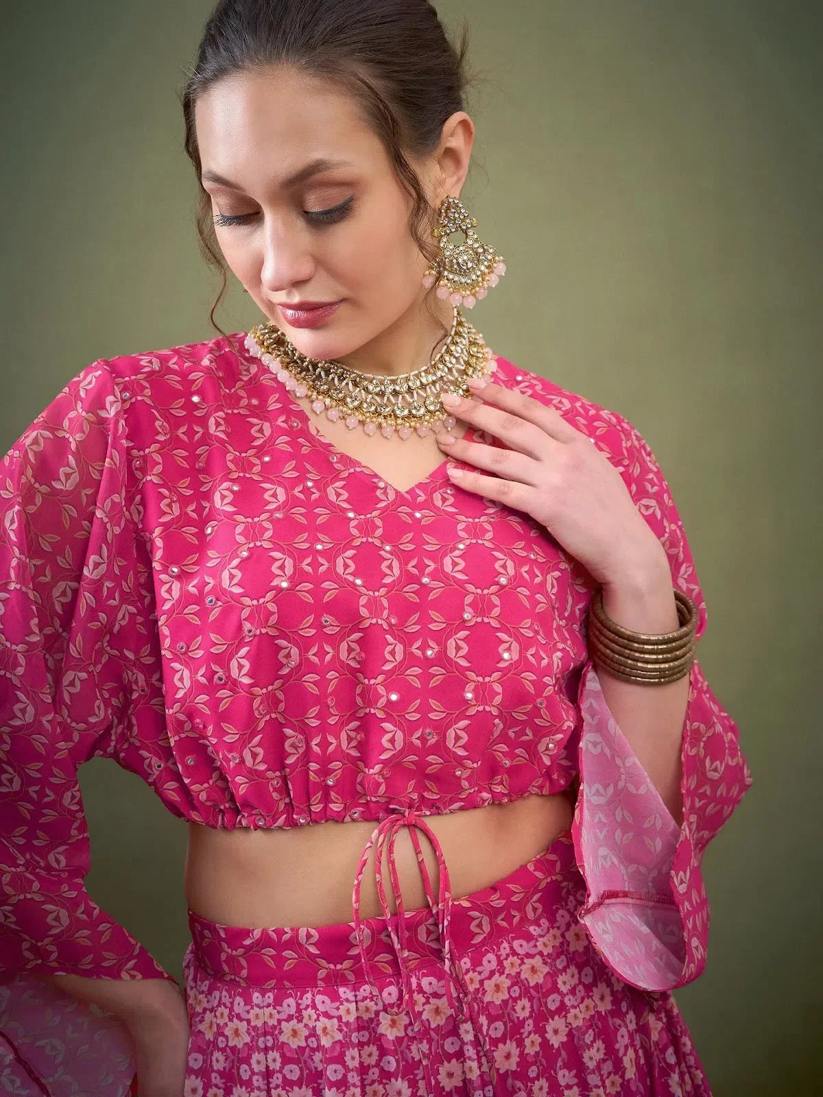 Pink Floral Lehenga Choli - Festive Women's Lehenga Collection