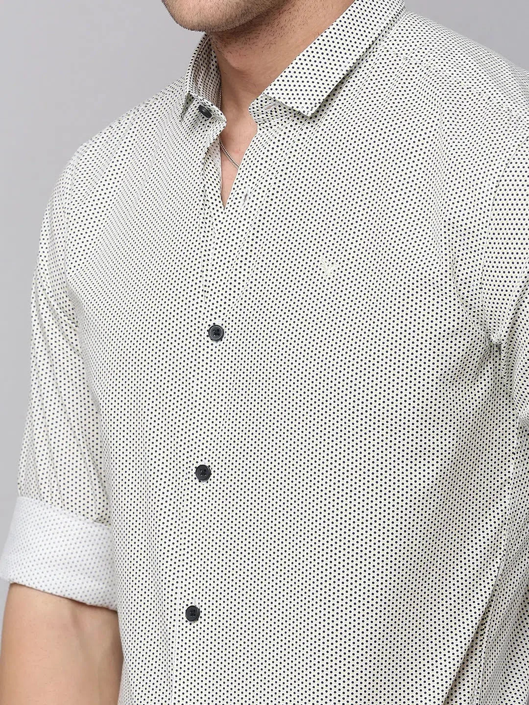 Cream Printed Mens Shirt - Cotton Casual Style