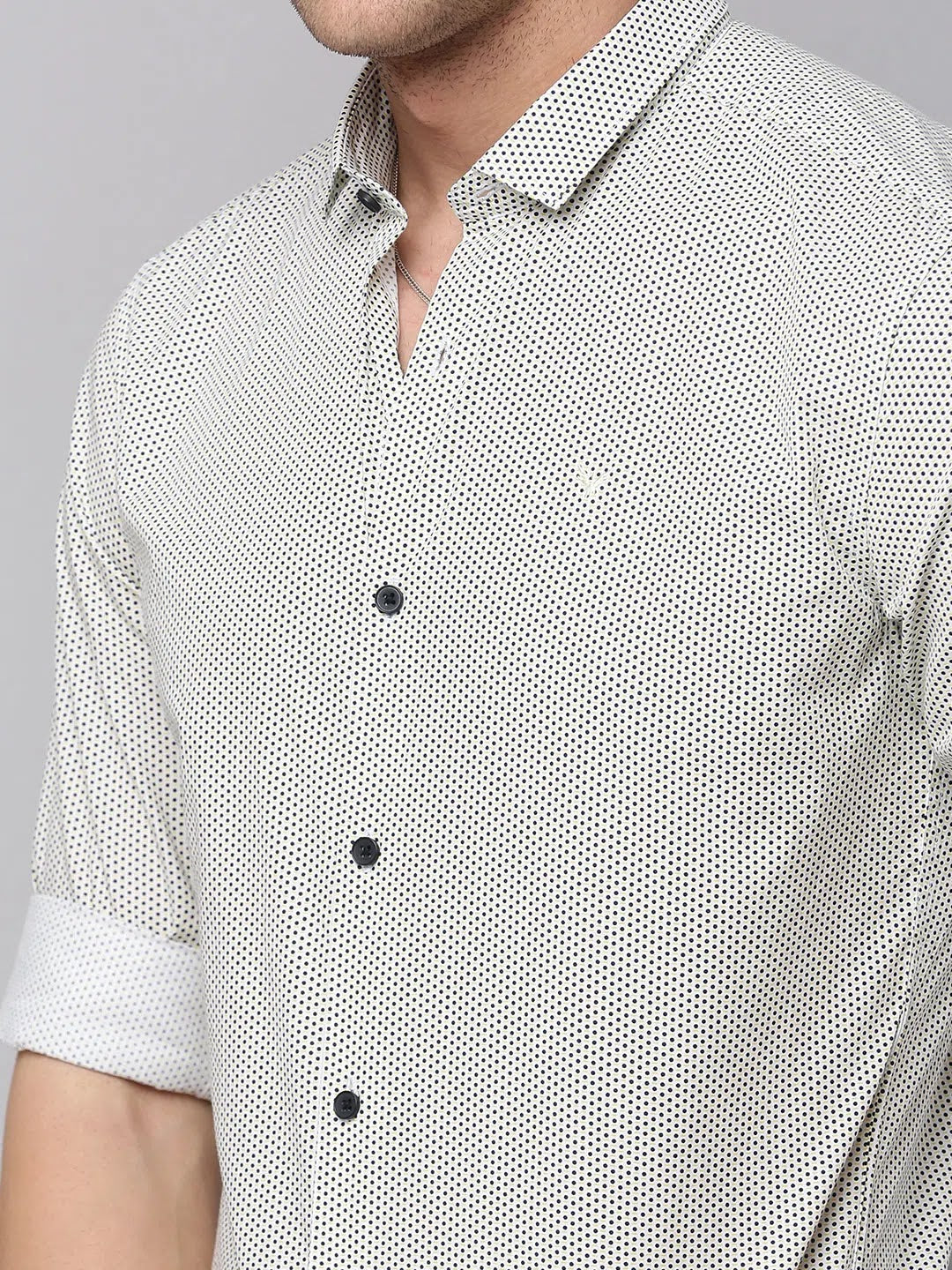Cream Printed Mens Shirt - Cotton Casual Style