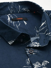 Men Navy Printed Casual Shirt-EECOPRINT-2050-Navyblue