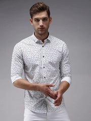 Men White Printed Casual Shirt-ORIGINPRINT-1747-White
