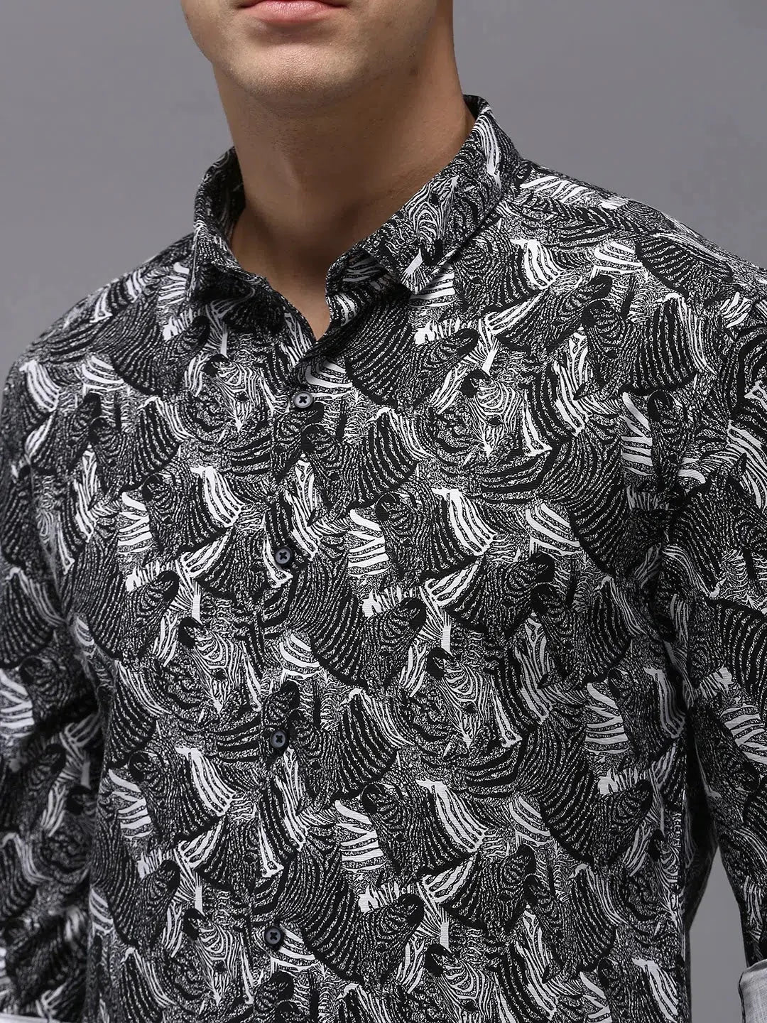 Men's Black Printed Shirt - Casual Cotton Shirt | DesiQlo