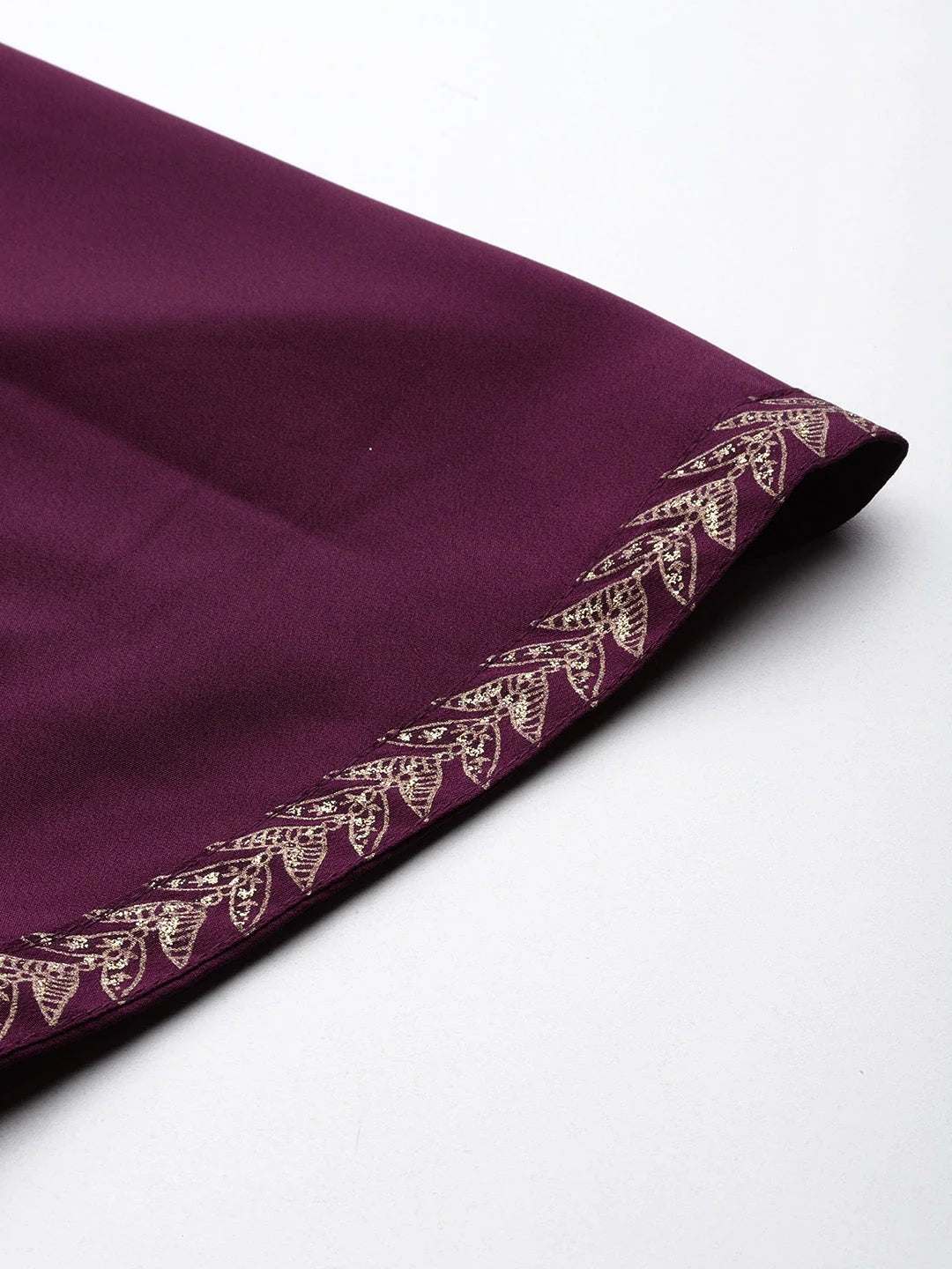 Plus Size Burgundy & Gold Printed Co-ord Sets For Women