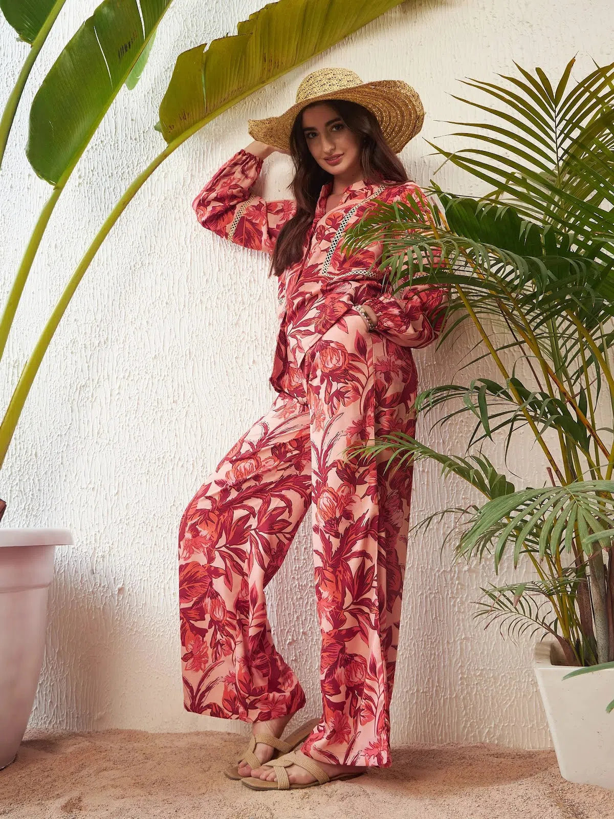 Rust Floral Lace Blouse - Elegant Women's Blouses Shop