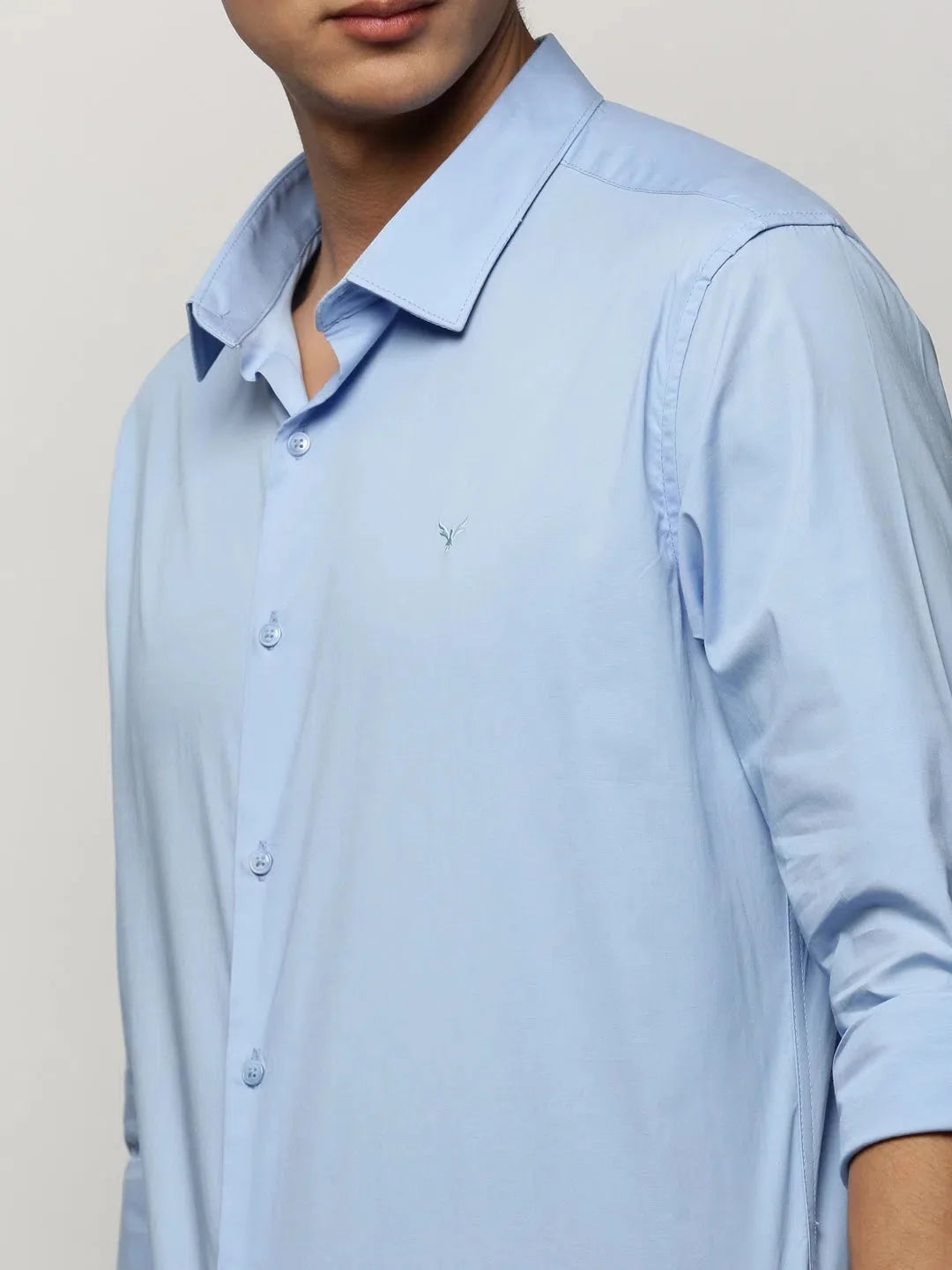 Men's Blue Solid Cotton Shirt | Casual & Formal Shirts