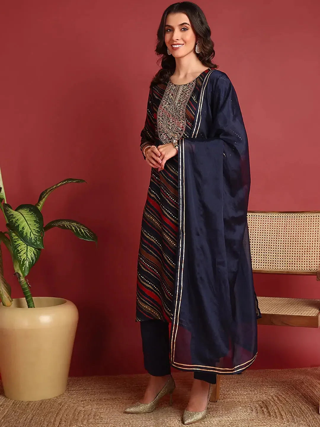 Blue Viscose Kurti Set - Traditional Indian Lehenga for Women