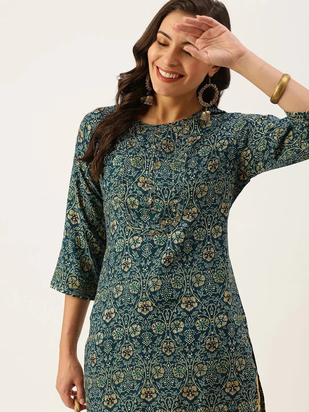 Blue Printed Indian Kurtas for Women: Stylish Cotton Kurta