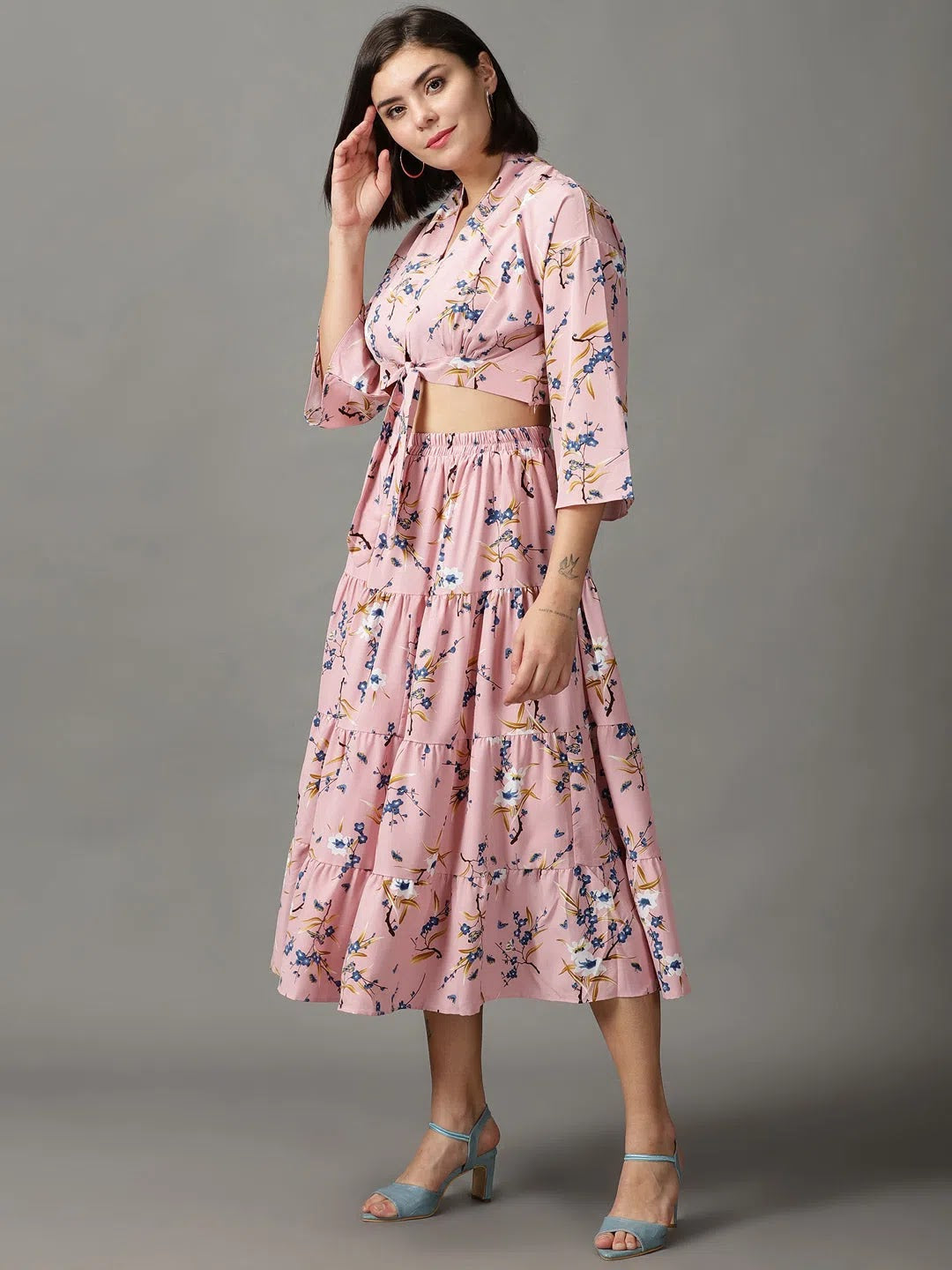 Pink Printed Co Ord Sets for Women | Viscose Casual Co Ord Set
