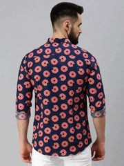 Men Navy Blue Printed Casual Shirt-GOLDENPRINT-1227-Navyblue