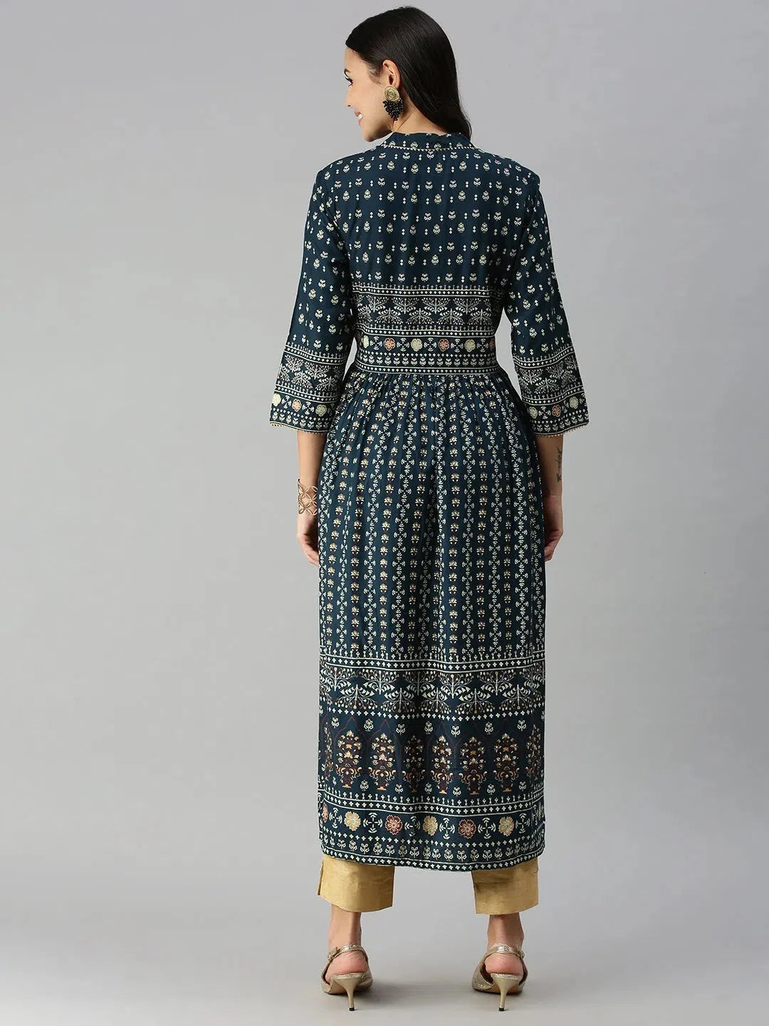 Green Floral Anarkali Kurti - Printed Cotton Anarkali Kurtis