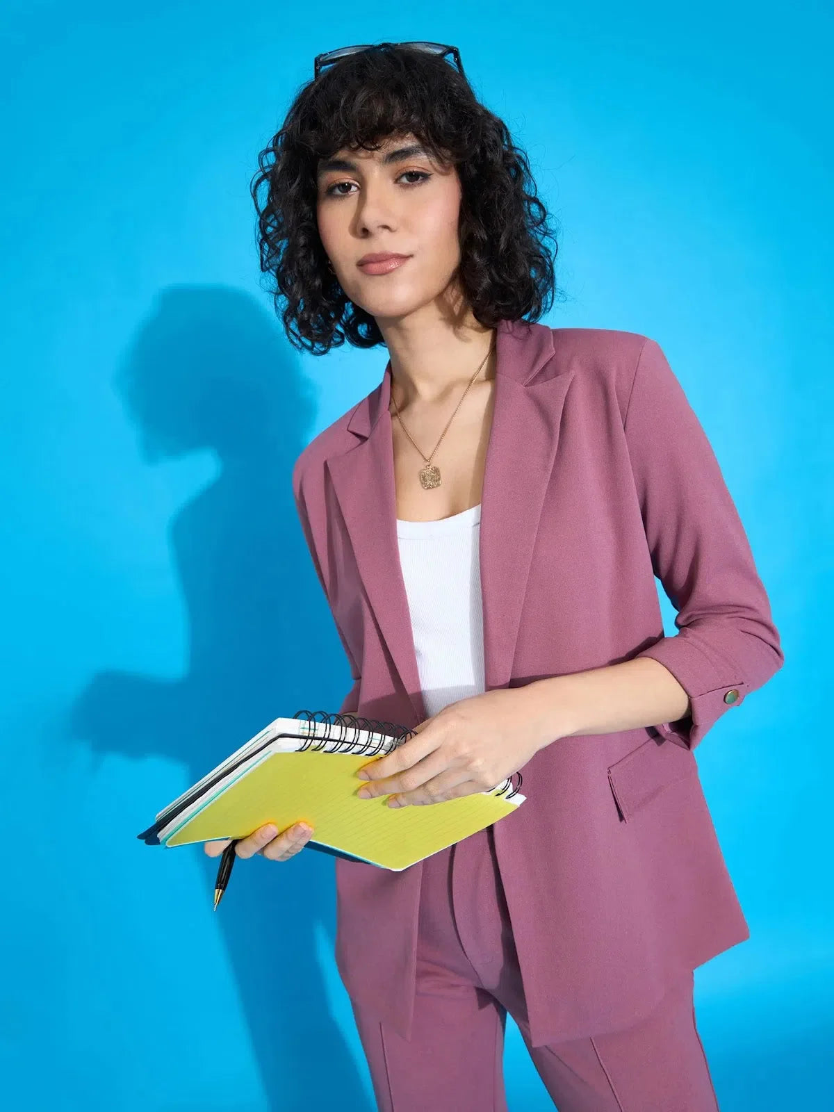 Pink Blazer and Darted Pants Set | Modern Co Ord Sets Women