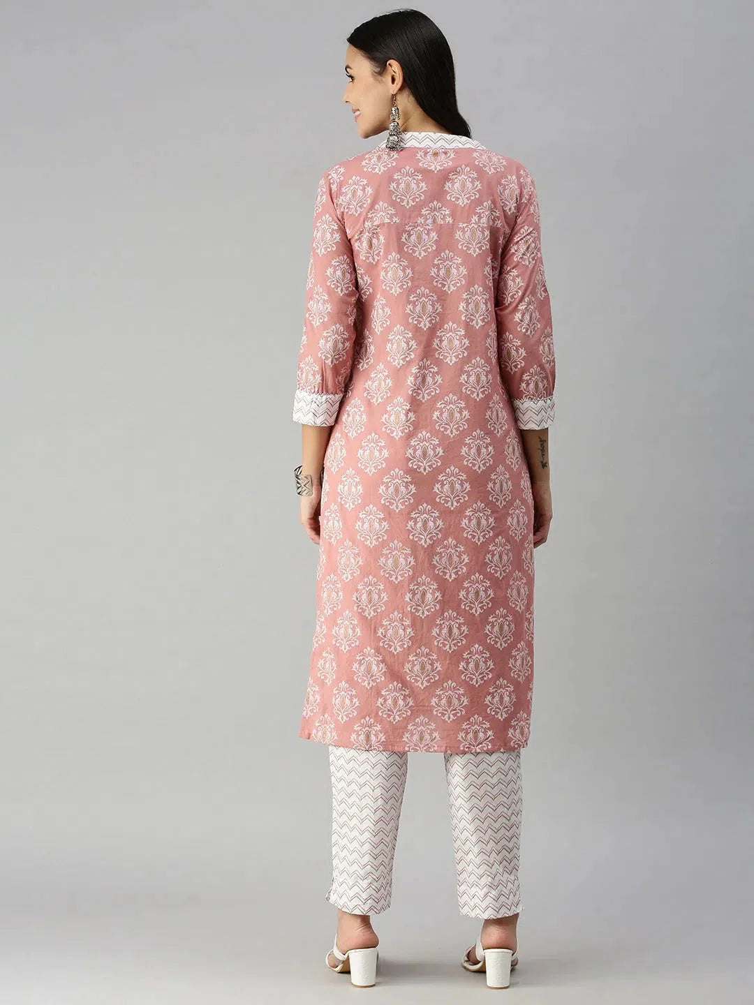 Mauve Chevron Kurta Set | Women's Indian Cotton Kurta Sets