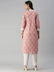 Women's MauveOff White Chevron Kurta SetsS-364-Mauveoffwhite