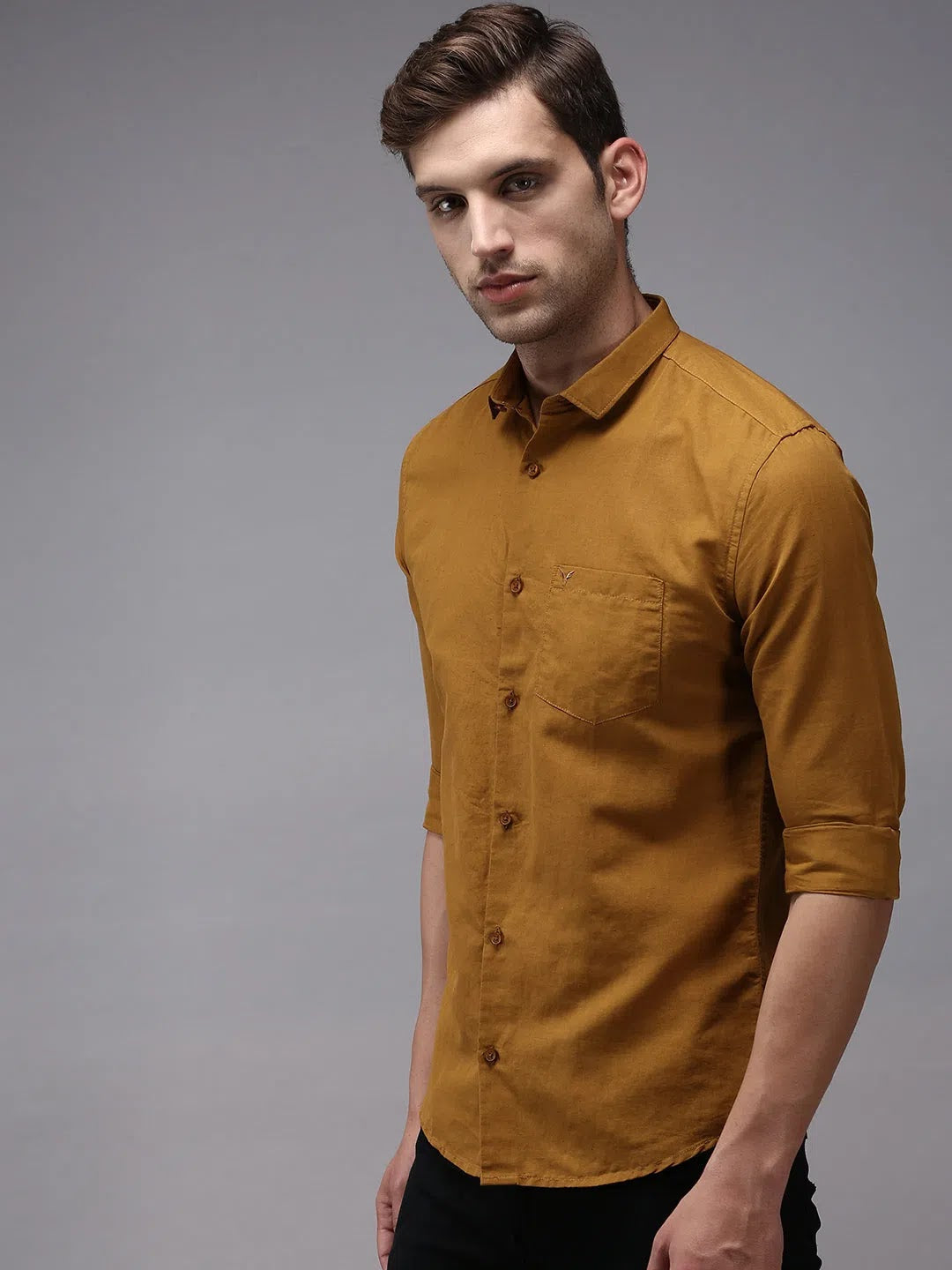 Men's Brown Solid Cotton Shirt - Casual Linen Shirt Style