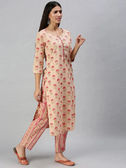 Women's Pink Printed Kurta SetsA659-Pink