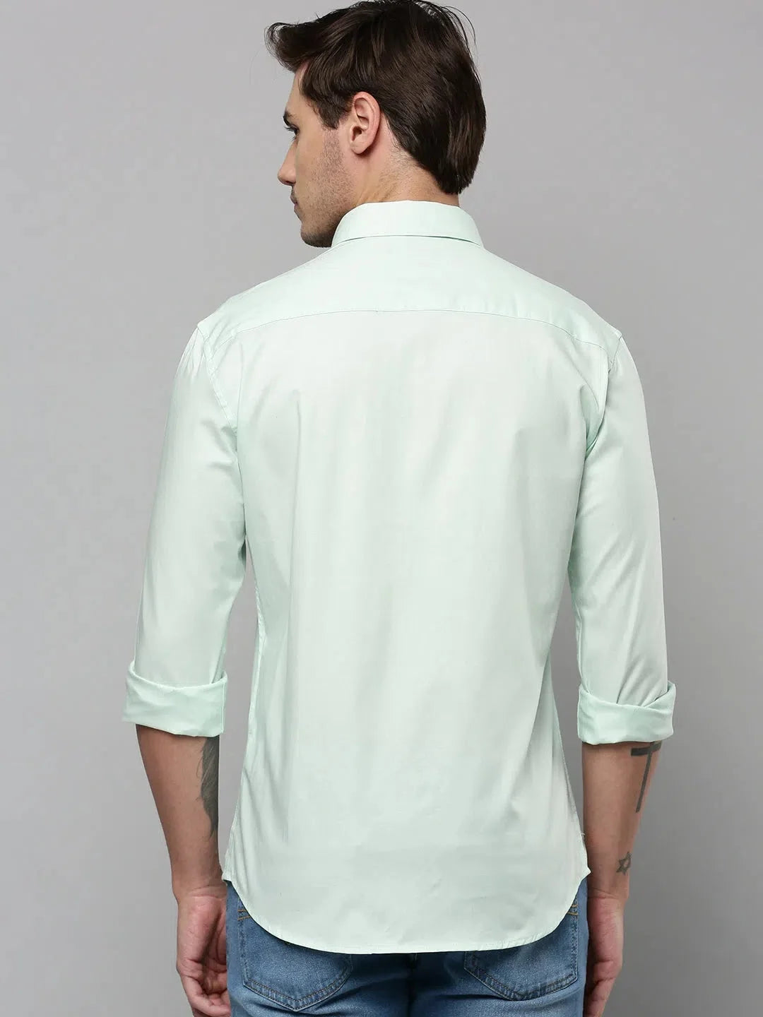 Men's Green Cotton Shirt - Solid Casual Shirt | DesiQlo