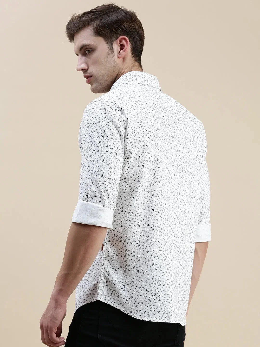 White Checked Mens Shirt | Casual Cotton Shirt - DesiQlo