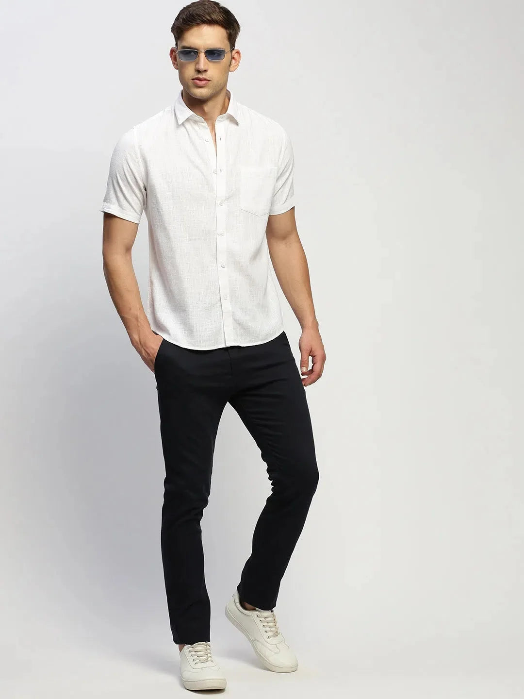 Men's White Solid Cotton Shirt - Essential Formal Shirts