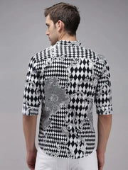 Men Black Printed Casual Shirt-SPARCKPRINT-1531-Black