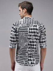 Men Black Printed Casual Shirt-SPARCKPRINT-1531-Black