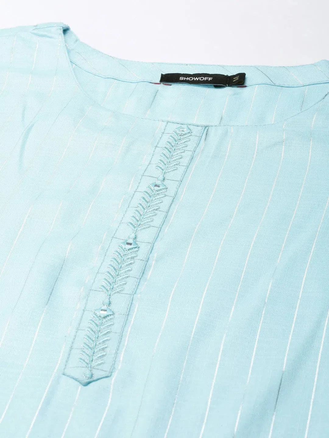 Stylish Blue Striped Kurta - Women's Cotton Indian Kurtis