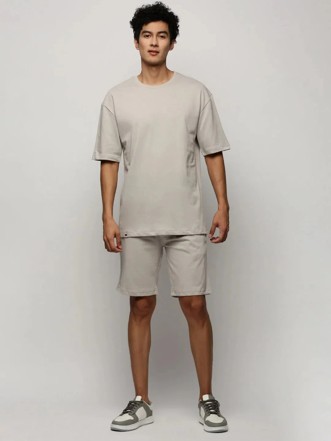 Men's Grey Solid Co ord Set | Cotton Casual Two Piece Sets