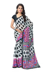 Black Printed Chiffon Saree-Rolex3104a-Standard