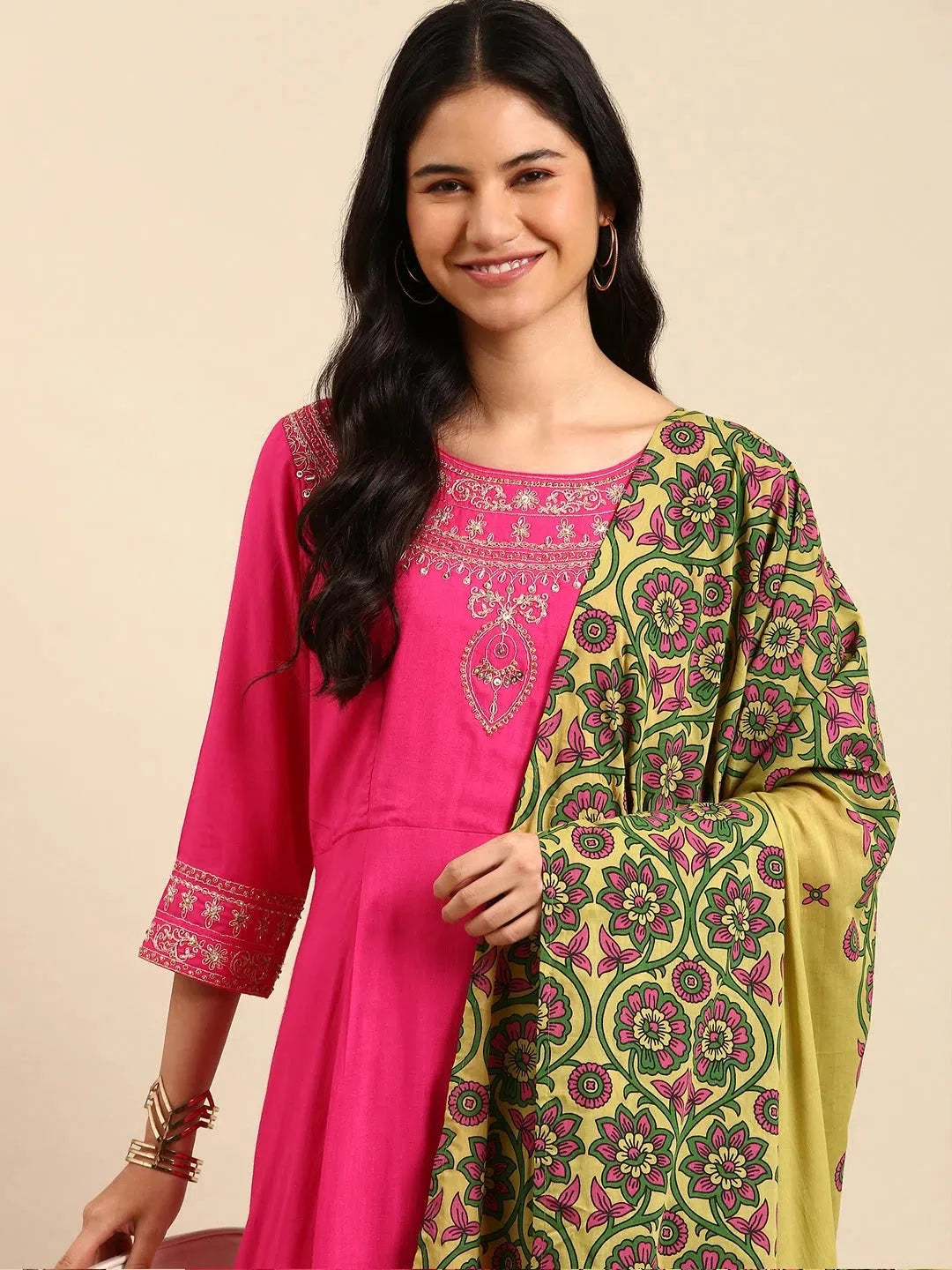 Fuchsia Solid Women's Kurta Set | Cotton Kurta Sets
