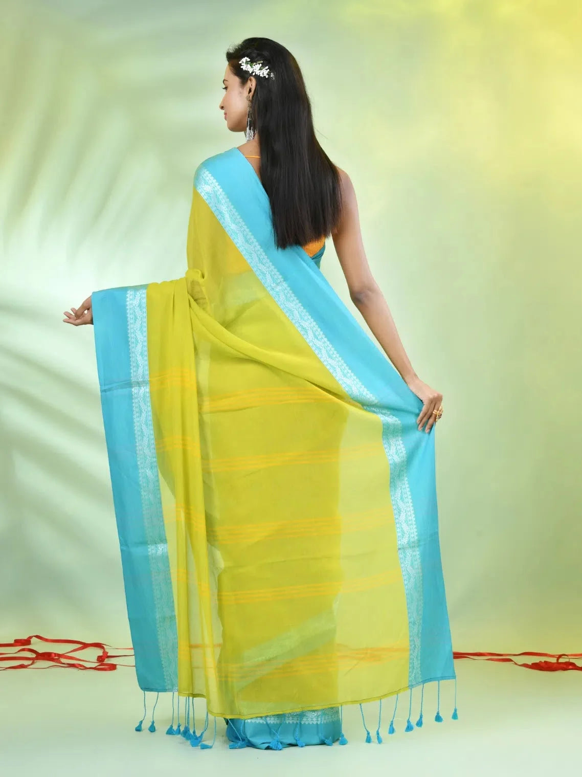 Lime Green Cotton Saree | Indian Sarees Online