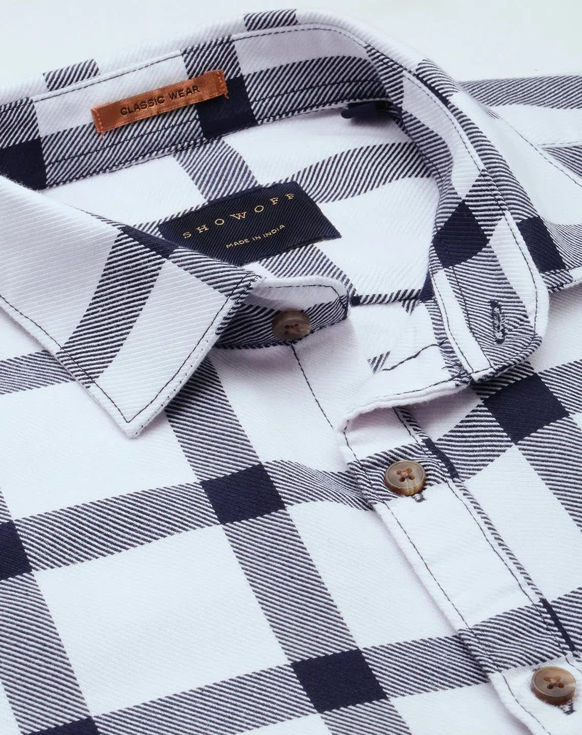 Shop White Checked Mens Shirt - Cotton Casual Shirt | DesiQlo