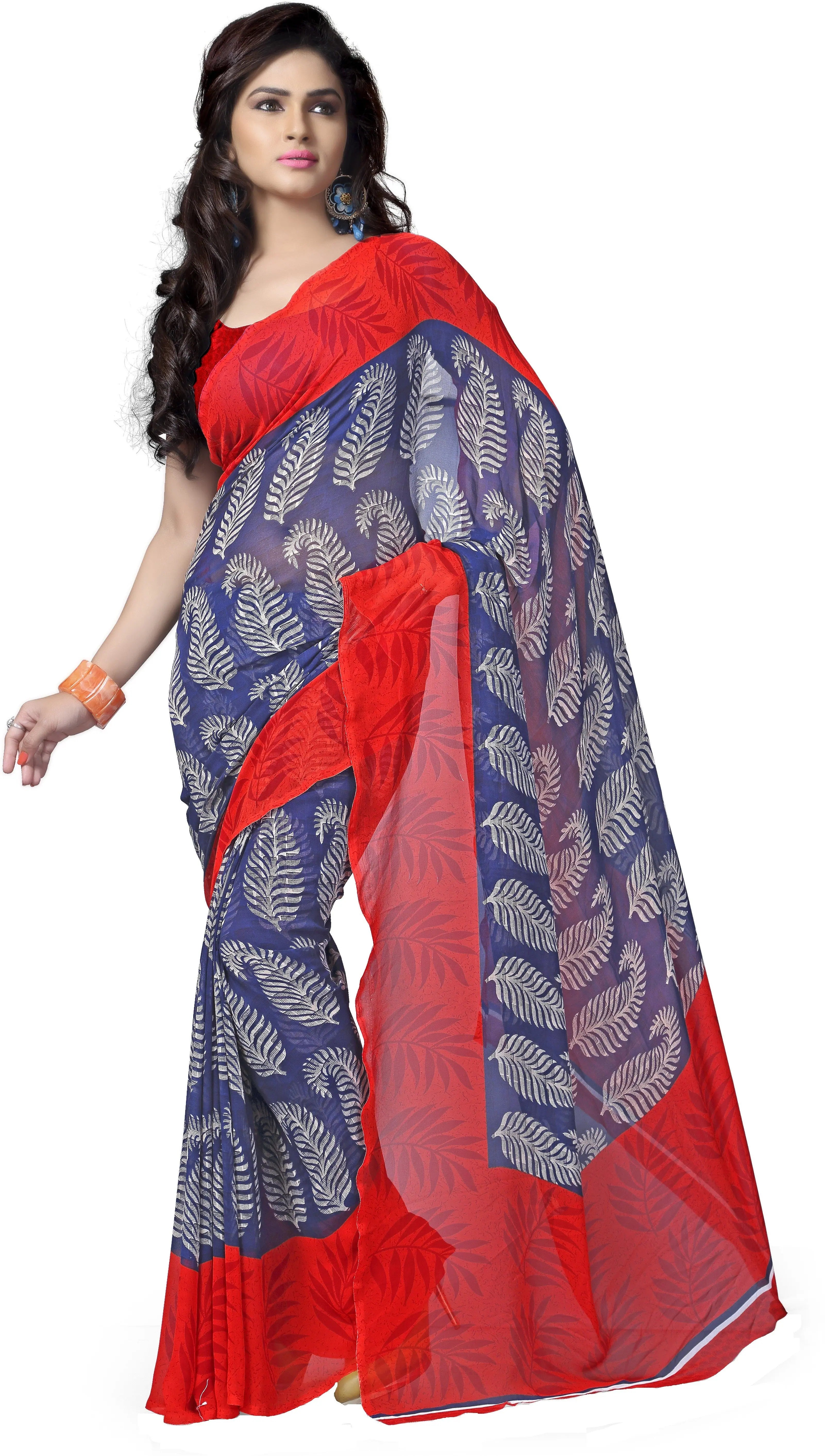 Multicolor Printed Polyester Saree | Designer Sarees India