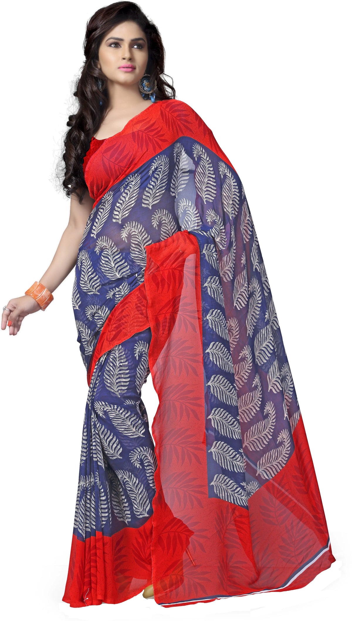 Multicolor Printed Georgette Saree-Vega3048a-Standard