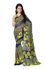 Yellow Printed Georgette Saree-Vega3113a-Standard