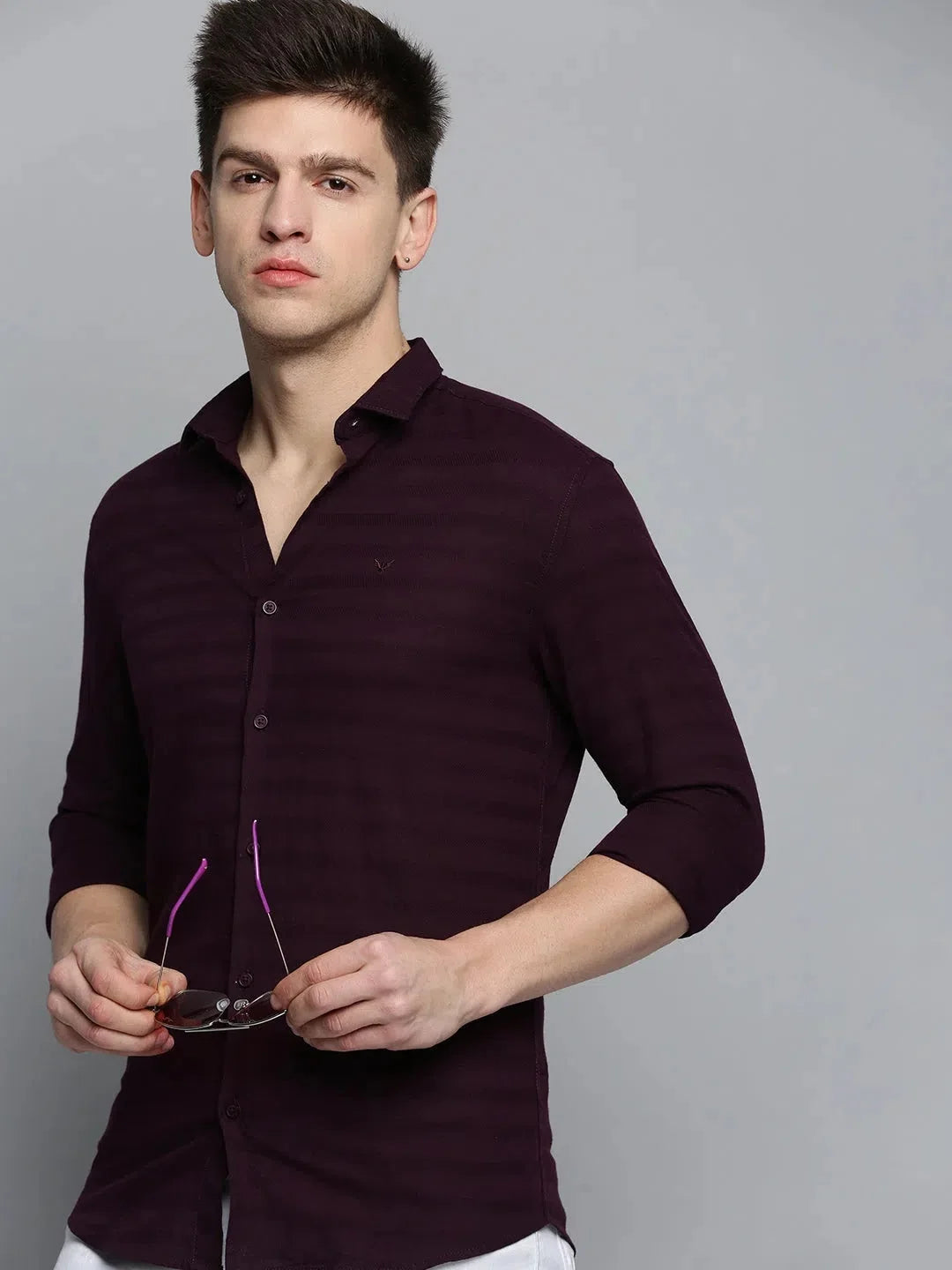 Purple Solid Cotton Mens Shirt - Casual & Stylish | DesiQlo