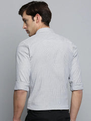 Men White Striped Formal Shirt-NEXORITESTRIPES-KP037-White