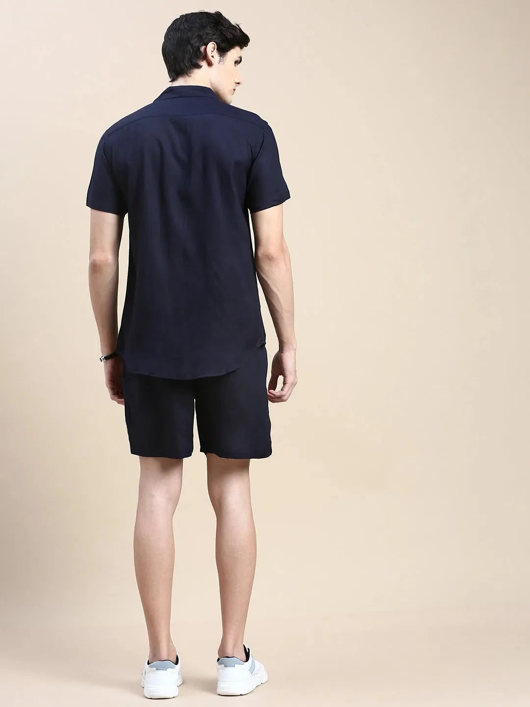 Men's Navy Solid Casual Co ord Set | Cotton Co ord Sets Men