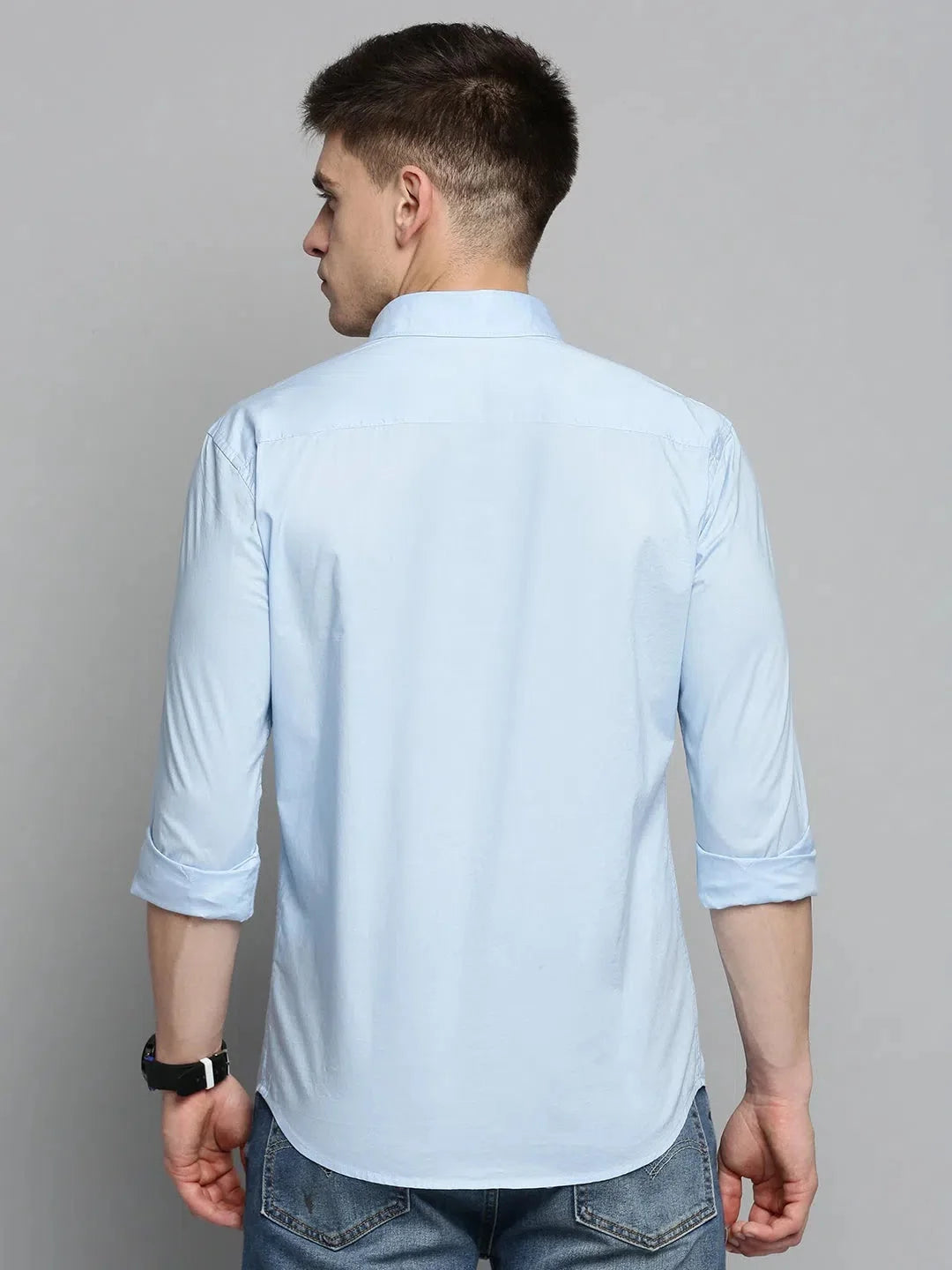 Trending Blue Solid Mens Shirt - Casual Cotton Shirt | DesiQlo