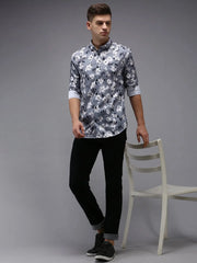 Men Grey Printed Casual Shirt-KELVENPRINT-1393-Grey