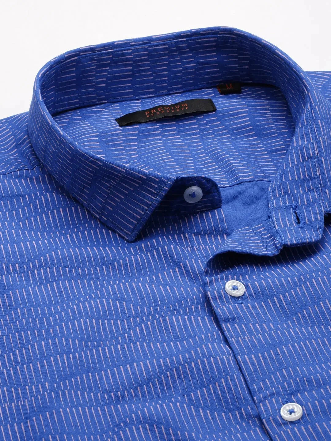 Mens Blue Printed Cotton Shirt | Casual Style