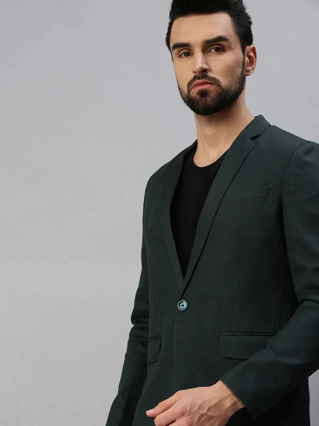 Men Green Solid Party Blazers-SOBLZ256-Green