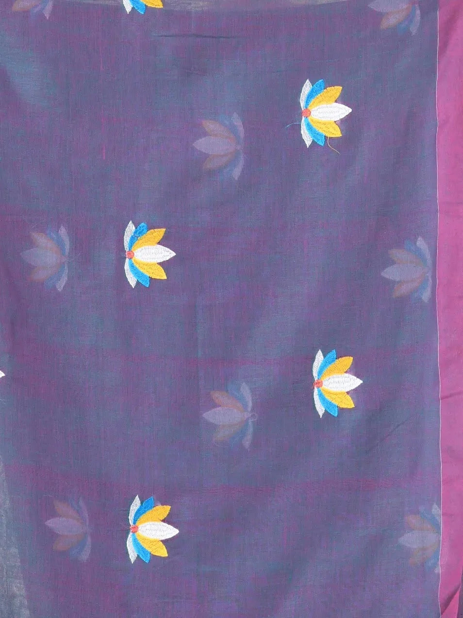 Aegean Blue Embroidered Cotton Saree | Designer Sarees India