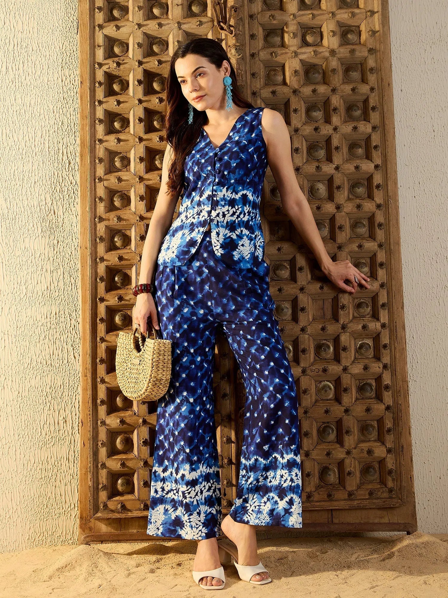 Blue Tie Dye Co Ord Set - Casual Two Piece Sets for Women