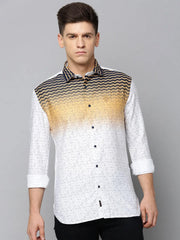 Men White Printed Casual Shirt-QUINN-3610-White