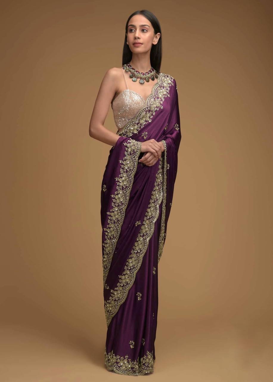 Silk Blend Saree for Women - Purple | MLWSHSA9000PUP | DesiQlo
