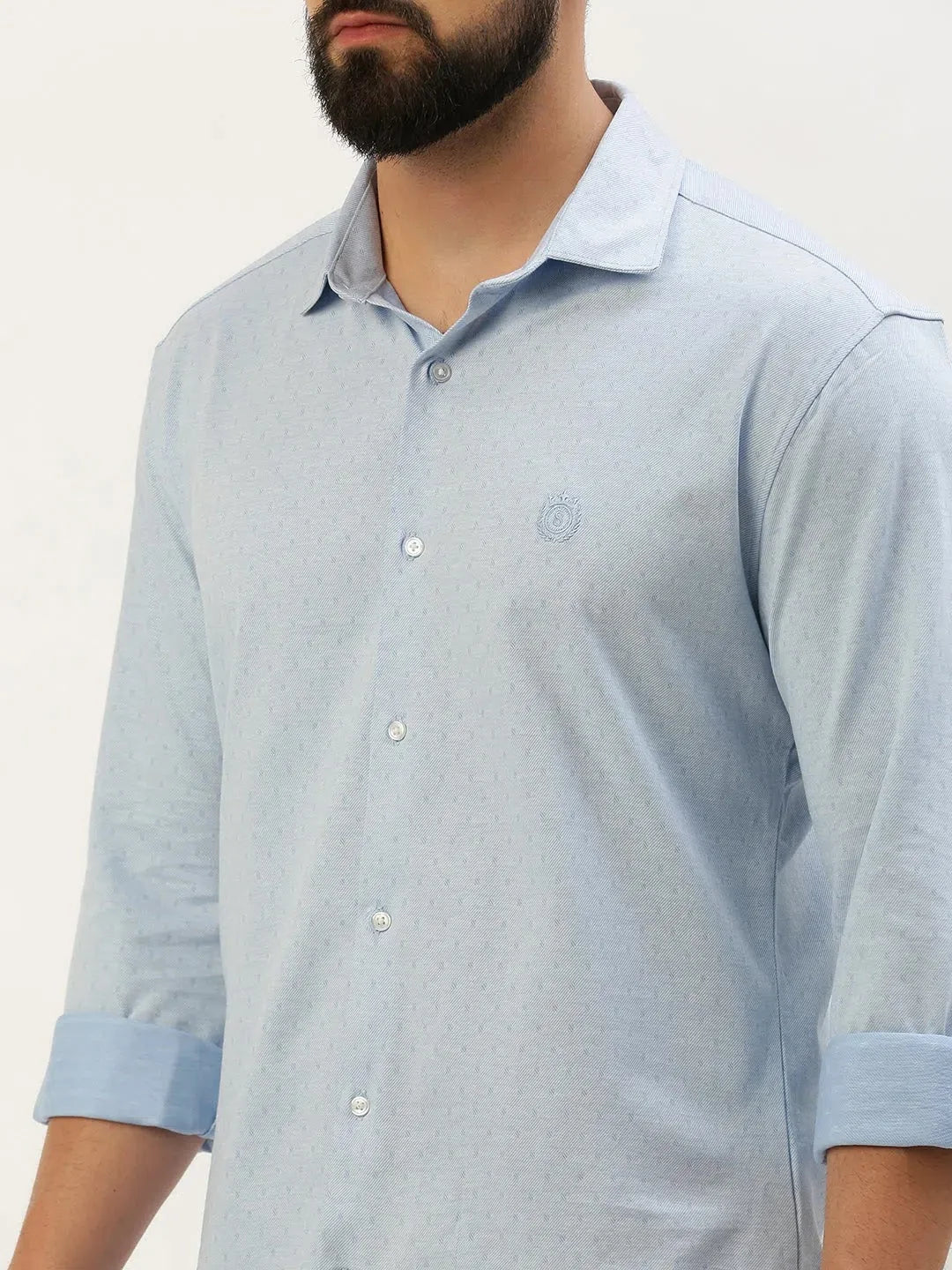 Blue Solid Cotton Mens Shirt - Casual & Stylish Cotton Shirt