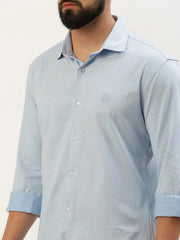 Men Blue Solid Casual Shirt-ATHERKNITS-4995-Blue
